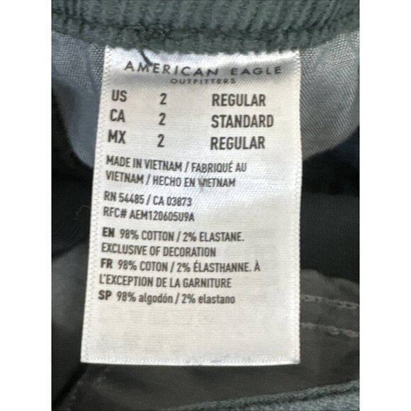 American Eagle Women's 2 Mom Straight Corduroy Pants Sage Green EUC Inseam 27.5" - Picture 7 of 12